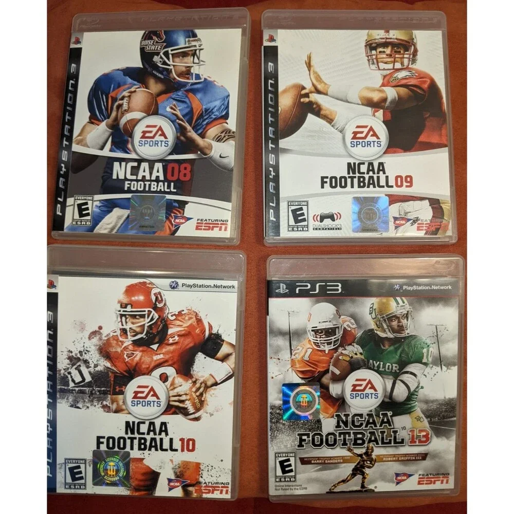NCAA Football 4-Pack! Playstation 3, '08, '09, '10, '13, All CIB, EXCELLENT, PS3